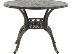 Outlet Beliani Set da pranzo da giardino 4 posti SAPRI con Ombrellone (16 opzioni) Metallo Marrone scuro Beige Verde Marrone