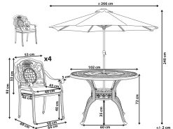 Online Beliani Set da pranzo da giardino 4 posti SALENTO con Ombrellone (16 opzioni) Metallo Marrone scuro Beige Marrone