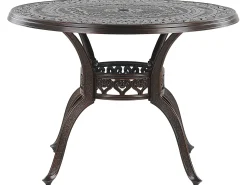 Online Beliani Set da pranzo da giardino 4 posti SALENTO con Ombrellone (16 opzioni) Metallo Marrone scuro Beige Marrone