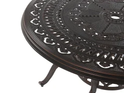 Online Beliani Set da pranzo da giardino 4 posti SALENTO con Ombrellone (16 opzioni) Metallo Marrone scuro Beige Marrone