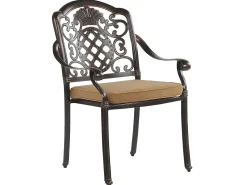 Online Beliani Set da pranzo da giardino 4 posti SALENTO con Ombrellone (16 opzioni) Metallo Marrone scuro Beige Marrone