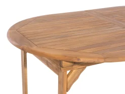 Hot Beliani Set da pranzo da giardino 6 posti MAUI con Ombrellone (12 opzioni) Legno d'acacia Marrone chiaro Beige Marrone