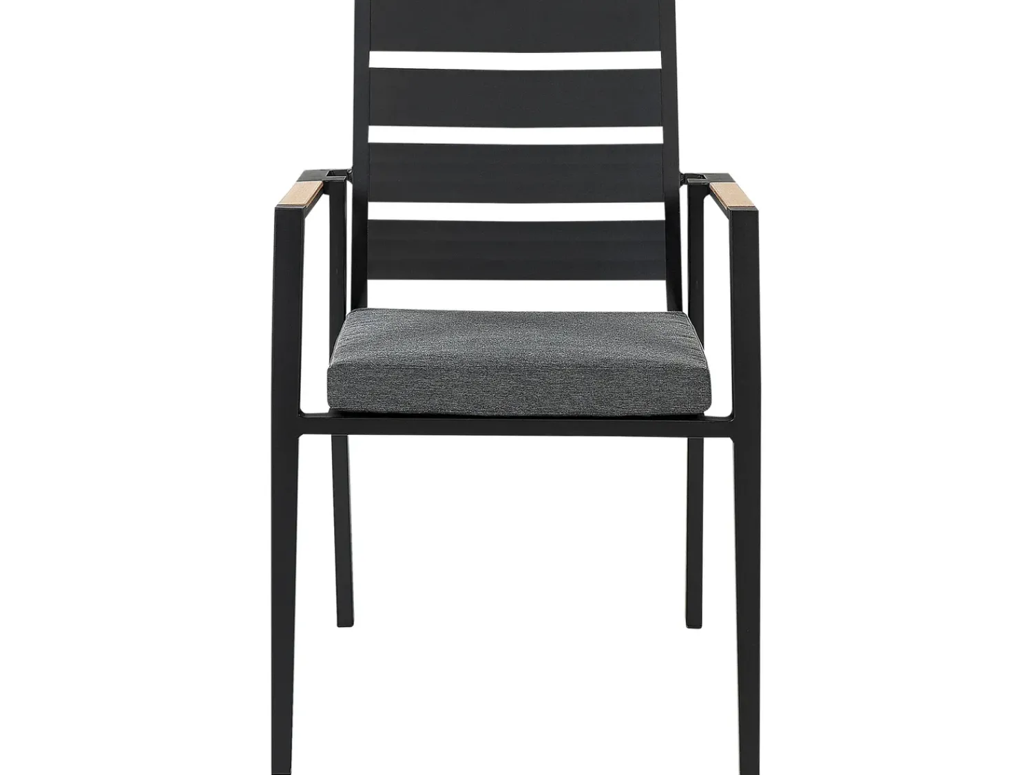 Sale Beliani Set da pranzo da giardino 4 posti OLMETTO/TAVIANO con cuscini Metallo Nero Grigio Marrone Nero