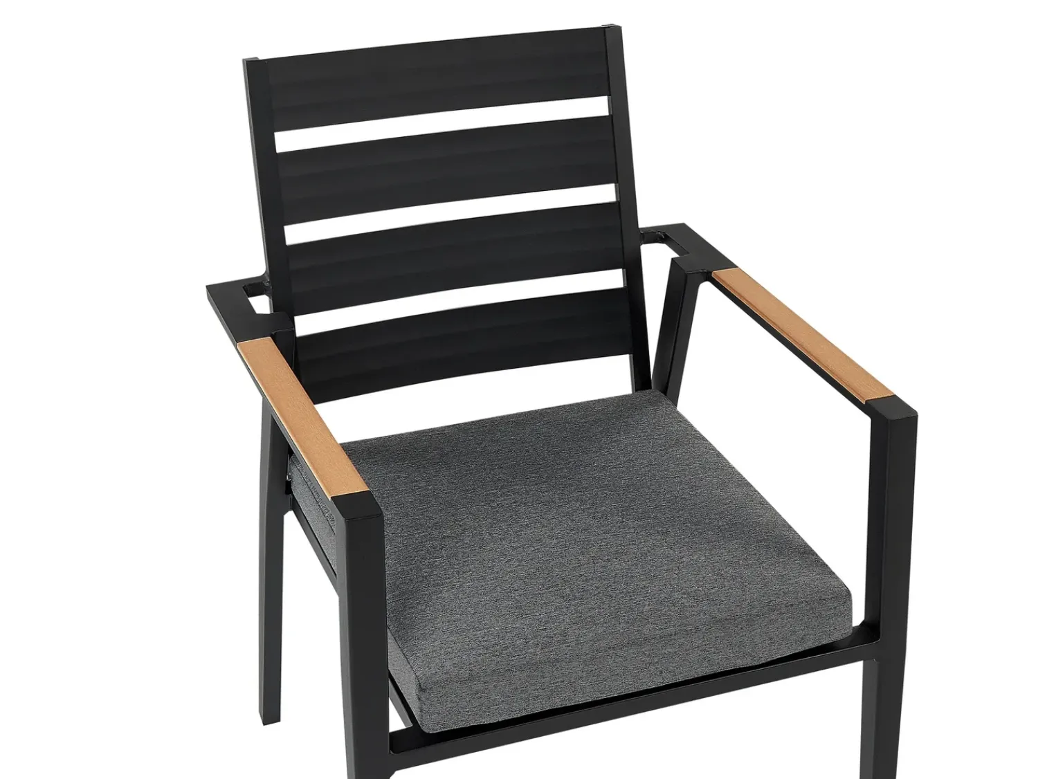 Sale Beliani Set da pranzo da giardino 4 posti OLMETTO/TAVIANO con cuscini Metallo Nero Grigio Marrone Nero
