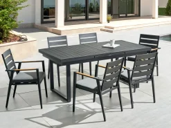 Hot Beliani Set da pranzo da giardino 6 posti VALCANETTO/TAVIANO Metallo Nero Grigio Marrone Nero