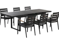 Hot Beliani Set da pranzo da giardino 6 posti VALCANETTO/TAVIANO Metallo Nero Grigio Marrone Nero