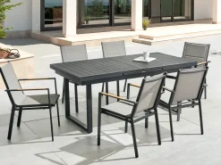 Best Beliani Set da pranzo da giardino 6 posti VALCANETTO/BUSSETO Metallo Nero Grigio Nero