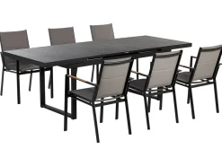 Best Beliani Set da pranzo da giardino 6 posti VALCANETTO/BUSSETO Metallo Nero Grigio Nero
