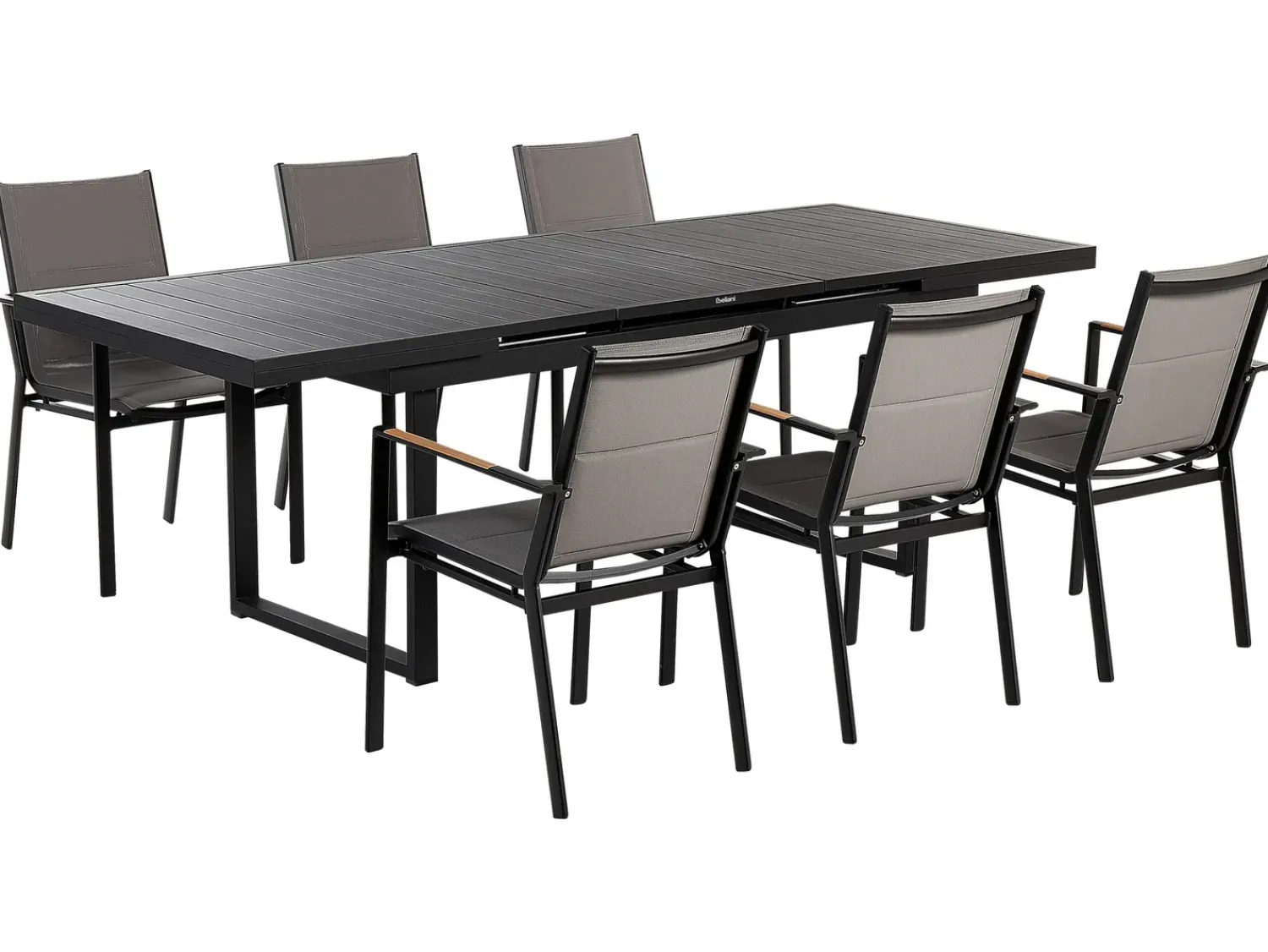 Best Beliani Set da pranzo da giardino 6 posti VALCANETTO/BUSSETO Metallo Nero Grigio Nero
