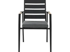 Discount Beliani Set da pranzo da giardino 8 posti VALCANETTO/TAVIANO con cuscini Metallo Nero Grigio Marrone Nero