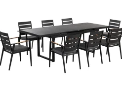 Discount Beliani Set da pranzo da giardino 8 posti VALCANETTO/TAVIANO con cuscini Metallo Nero Grigio Marrone Nero