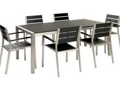 Clearance Beliani Set da pranzo da giardino 6 posti VERNIO Nero/Argento Argento Nero