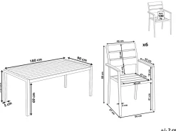 Clearance Beliani Set da pranzo da giardino 6 posti VERNIO Nero/Argento Argento Nero