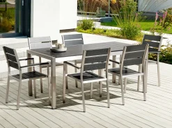 Clearance Beliani Set da pranzo da giardino 6 posti VERNIO Nero/Argento Argento Nero