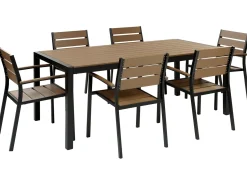 Clearance Beliani Set da pranzo da giardino 6 posti VERNIO Marrone/Nero Marrone Nero