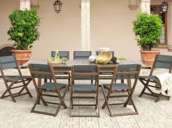 Beliani Set da pranzo da giardino 8 posti CESANA Legno d'acacia Marrone scuro Grigio Marrone