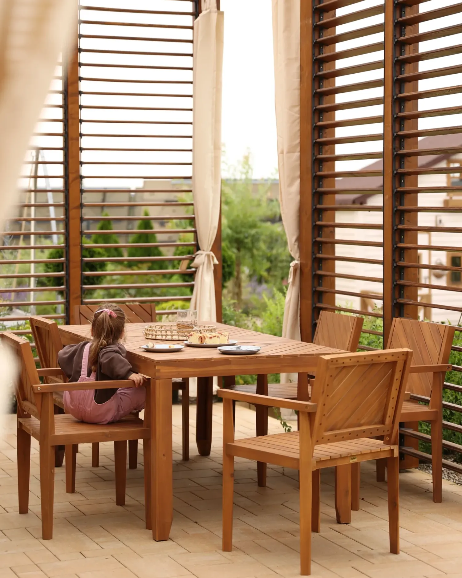 Sale Beliani Set da pranzo da giardino 6 posti BARATTI Legno d'acacia Marrone