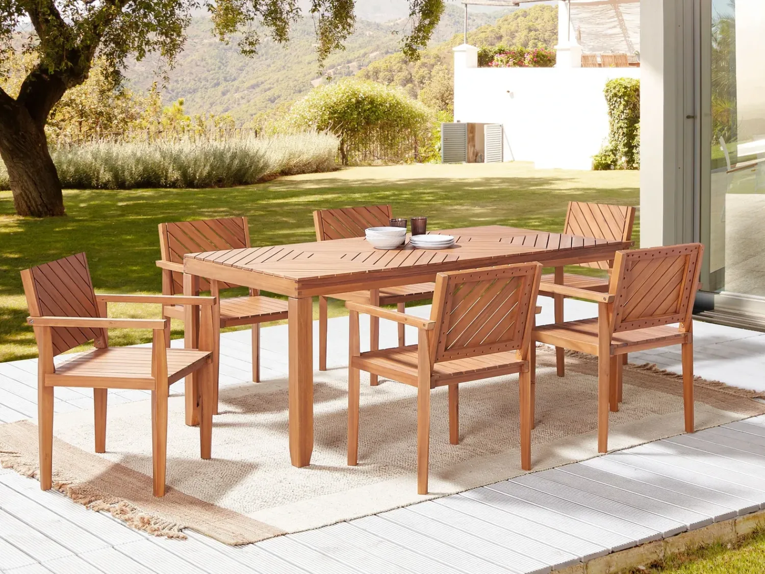 Sale Beliani Set da pranzo da giardino 6 posti BARATTI Legno d'acacia Marrone