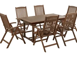 New Beliani Set da pranzo da giardino 6 posti AMANTEA Legno d'acacia scuro Marrone
