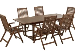 New Beliani Set da pranzo da giardino 6 posti AMANTEA Legno d'acacia scuro Marrone