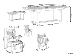 New Beliani Set da pranzo da giardino 6 posti AMANTEA Legno d'acacia scuro Marrone
