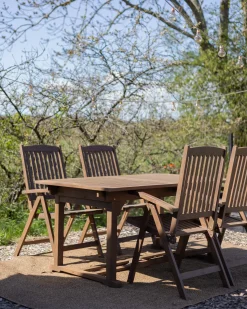 New Beliani Set da pranzo da giardino 6 posti AMANTEA Legno d'acacia scuro Marrone