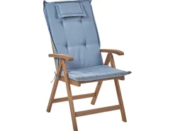 Discount Beliani Set da pranzo da giardino 6 posti AMANTEA con cuscini Legno d'acacia Blu Blu Marrone