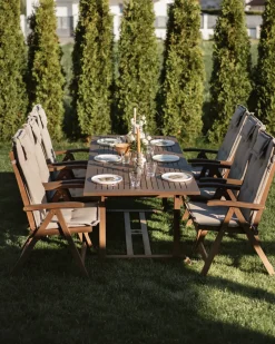 Sale Beliani Set da pranzo da giardino 6 posti AMANTEA con cuscini Legno d'acacia Tortora Beige Marrone