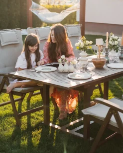Sale Beliani Set da pranzo da giardino 6 posti AMANTEA con cuscini Legno d'acacia Tortora Beige Marrone