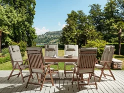 Sale Beliani Set da pranzo da giardino 6 posti AMANTEA con cuscini Legno d'acacia Tortora Beige Marrone