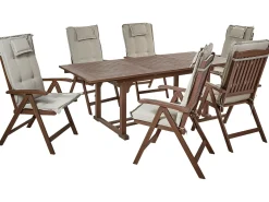 Sale Beliani Set da pranzo da giardino 6 posti AMANTEA con cuscini Legno d'acacia Tortora Beige Marrone