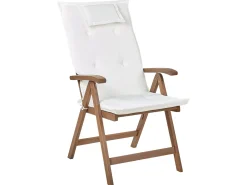 Hot Beliani Set da pranzo da giardino 6 posti AMANTEA con cuscini Legno d'acacia Bianco sporco Bianco Marrone
