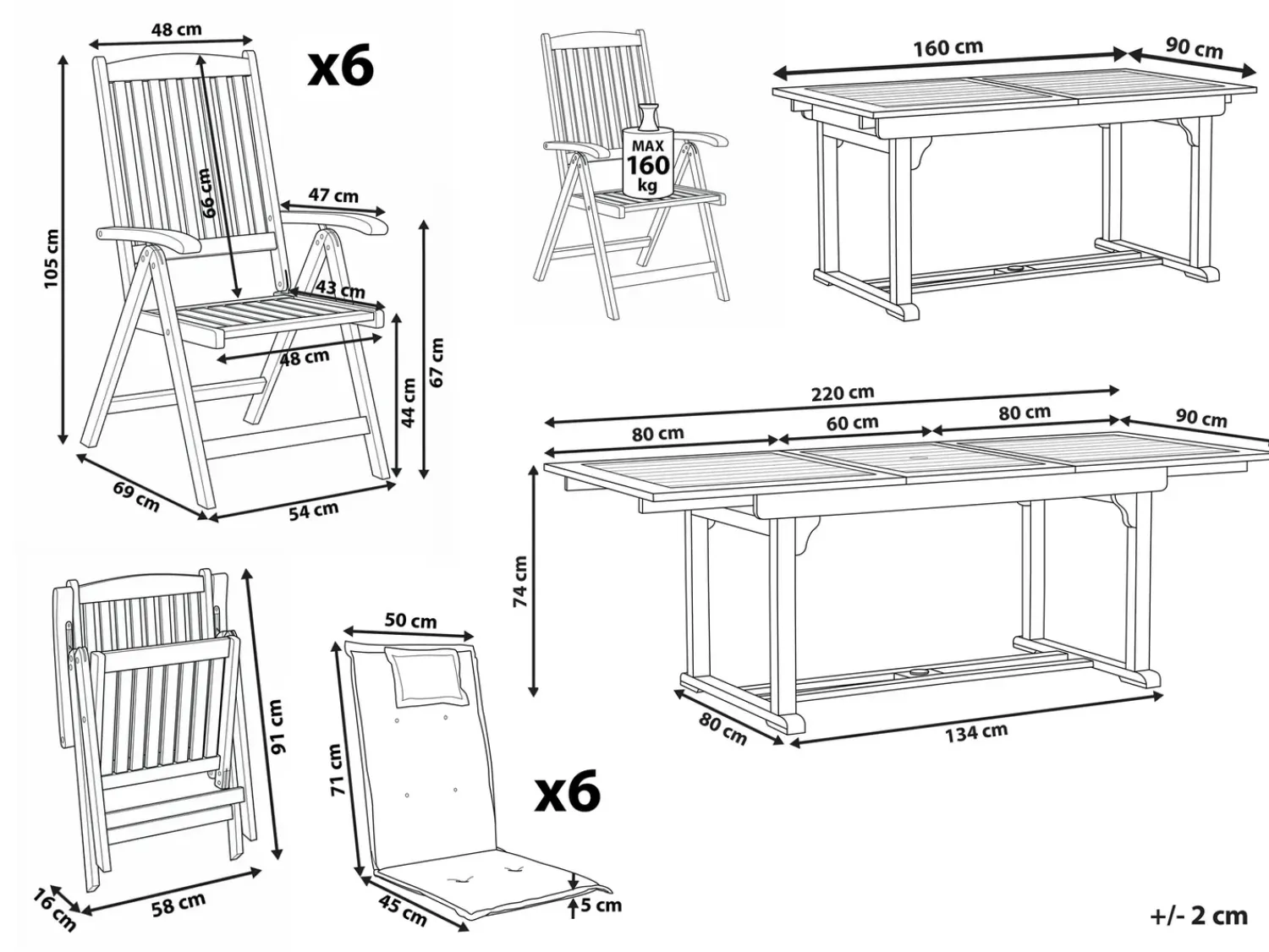 Outlet Beliani Set da pranzo da giardino 6 posti AMANTEA con cuscini Legno d'acacia Grigio Grigio Marrone
