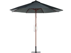 Outlet Beliani Set da pranzo da giardino 6 posti AMANTEA con Ombrellone Legno d'acacia Grigio Grigio Marrone