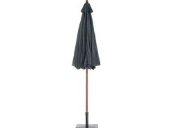 Outlet Beliani Set da pranzo da giardino 6 posti AMANTEA con Ombrellone Legno d'acacia Grigio Grigio Marrone
