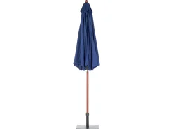 Hot Beliani Set da pranzo da giardino 6 posti AMANTEA con Ombrellone Legno d'acacia Blu Blu Marrone