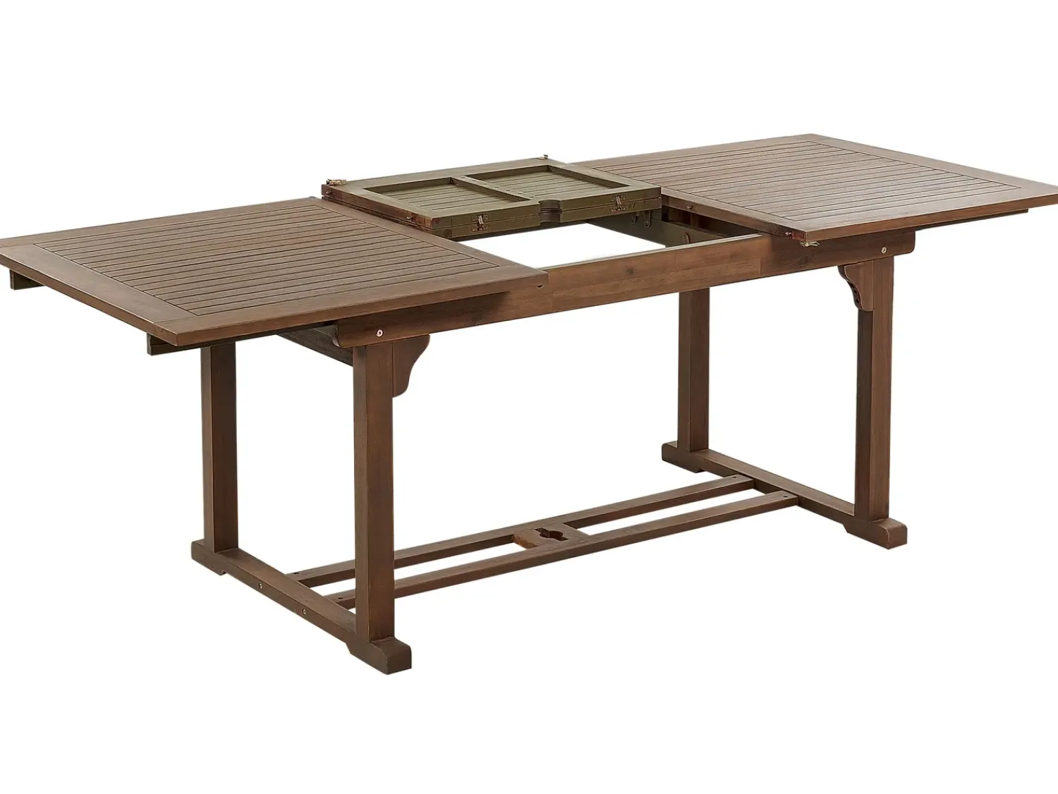 New Beliani Set da pranzo da giardino 6 posti AMANTEA con Ombrellone Legno d'acacia Rosso Marrone Rosso