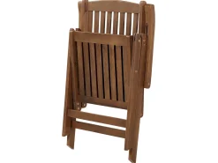 New Beliani Set da pranzo da giardino 6 posti AMANTEA con Ombrellone Legno d'acacia Rosso Marrone Rosso