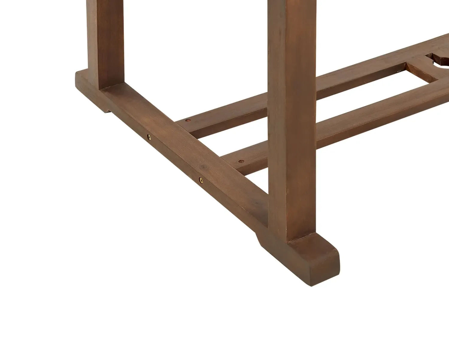 New Beliani Set da pranzo da giardino 6 posti AMANTEA con Ombrellone Legno d'acacia Rosso Marrone Rosso