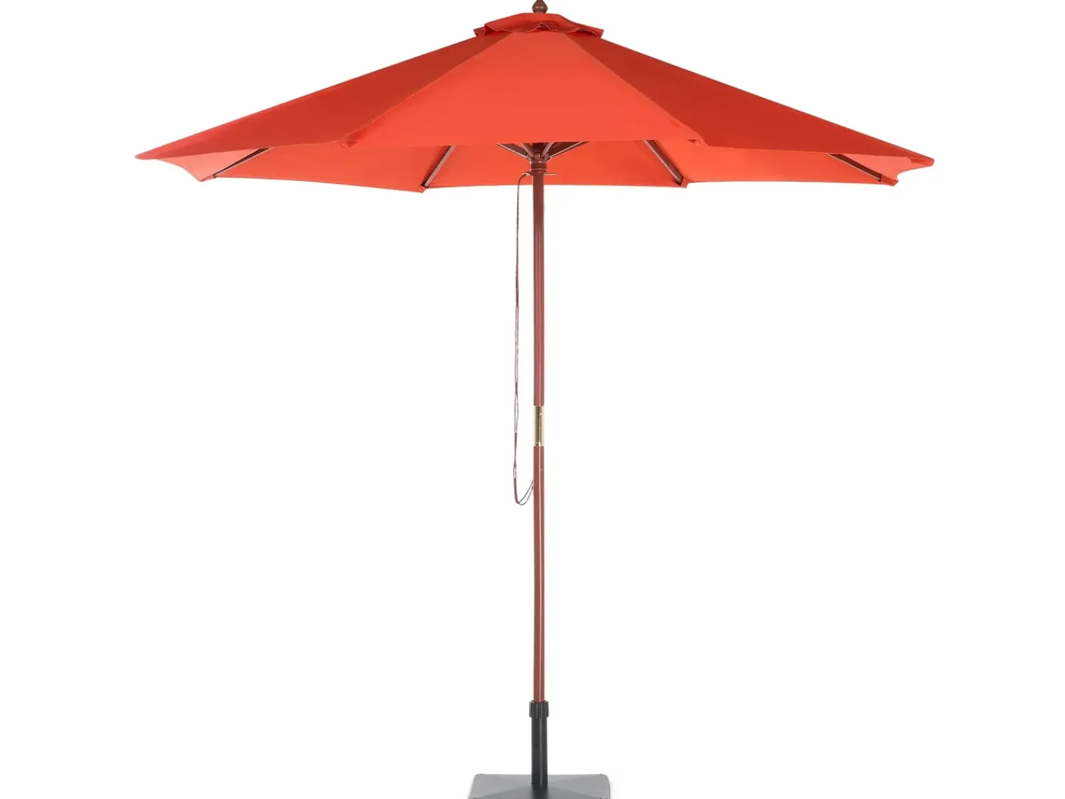 New Beliani Set da pranzo da giardino 6 posti AMANTEA con Ombrellone Legno d'acacia Rosso Marrone Rosso