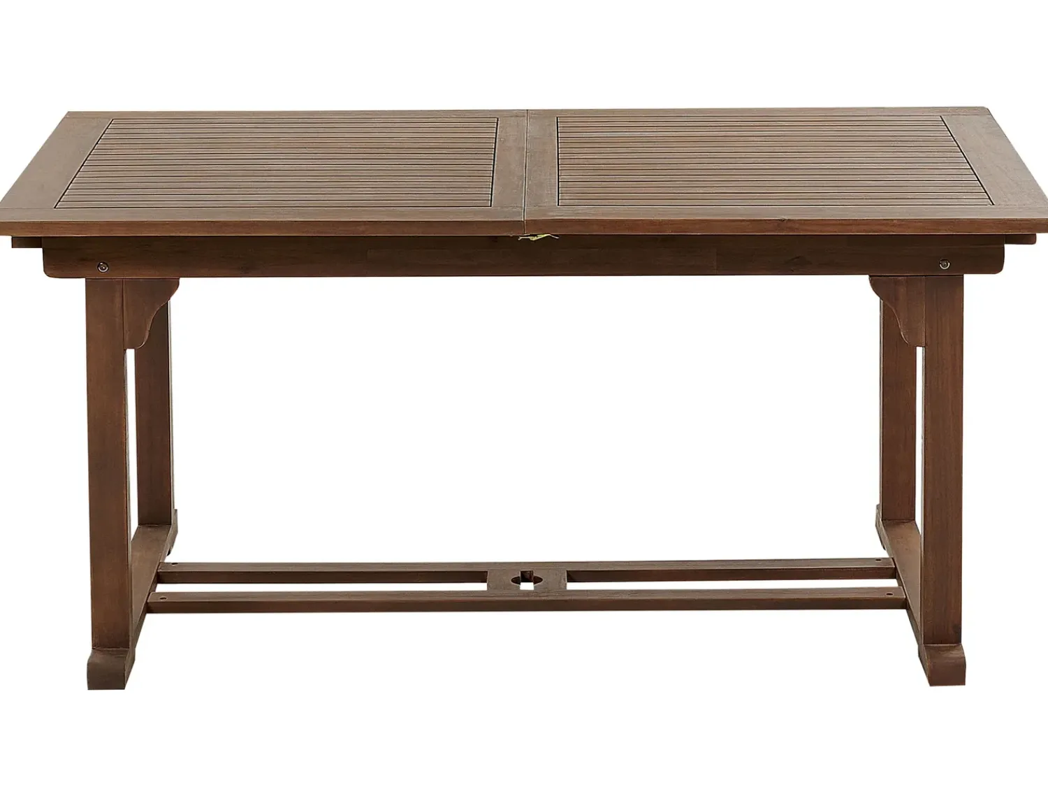 New Beliani Set da pranzo da giardino 6 posti AMANTEA con Ombrellone Legno d'acacia Rosso Marrone Rosso