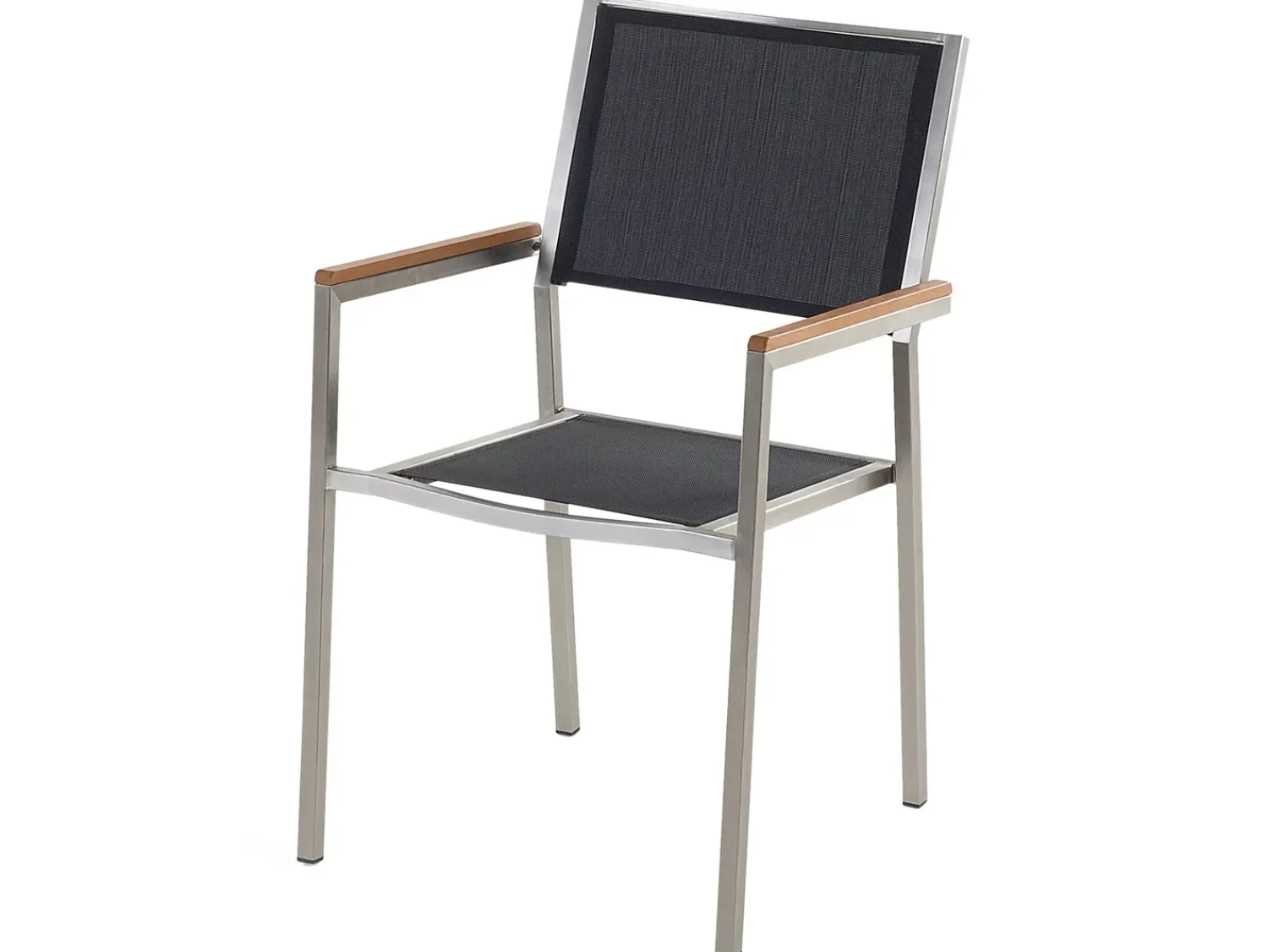 Outlet Beliani Set da pranzo da giardino 4 posti COSOLETO/GROSSETO Vetro temperato Effetto granito Nero Argento Nero