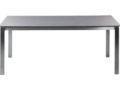 Outlet Beliani Set da pranzo da giardino 4 posti COSOLETO/GROSSETO Vetro temperato Effetto granito Nero Argento Nero
