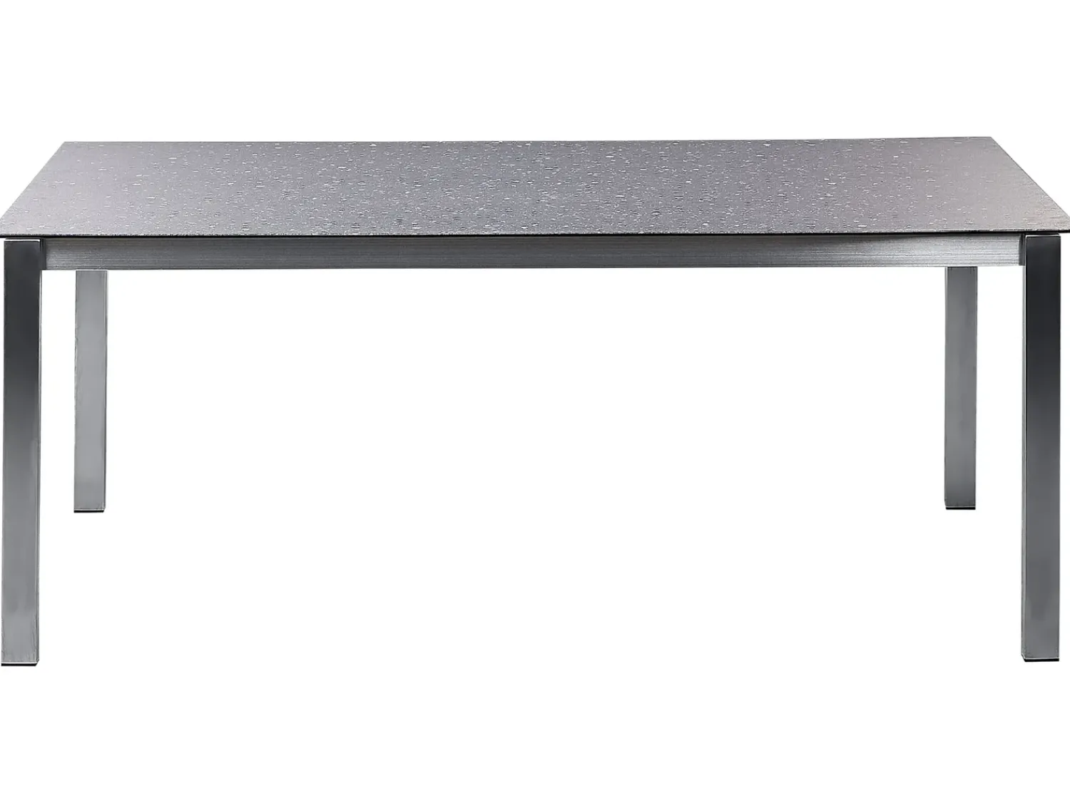 Outlet Beliani Set da pranzo da giardino 4 posti COSOLETO/GROSSETO Vetro temperato Effetto granito Nero Argento Nero