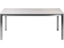 Outlet Beliani Set da pranzo da giardino 4 posti COSOLETO Vetro temperato Bianco Argento Bianco Beige