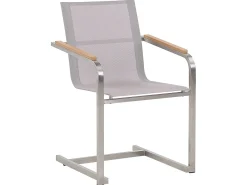 Outlet Beliani Set da pranzo da giardino 4 posti COSOLETO Vetro temperato Bianco Argento Bianco Beige