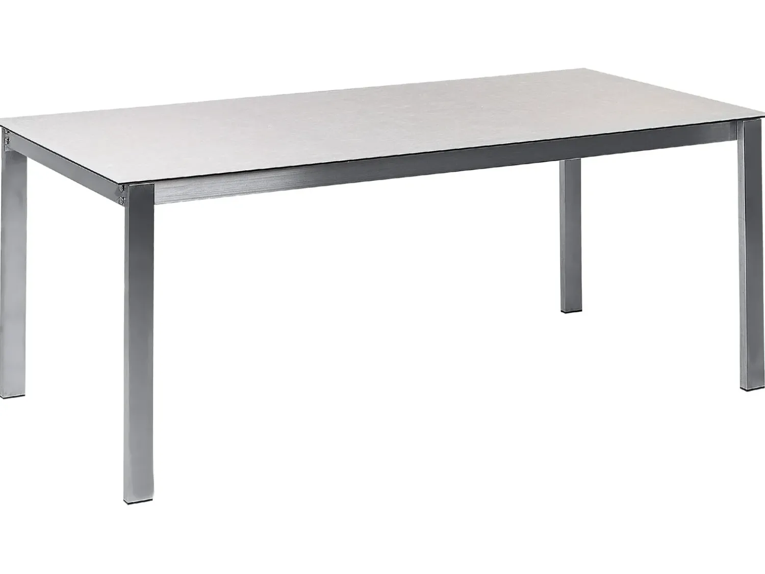 Outlet Beliani Set da pranzo da giardino 4 posti COSOLETO Vetro temperato Bianco Argento Bianco Beige