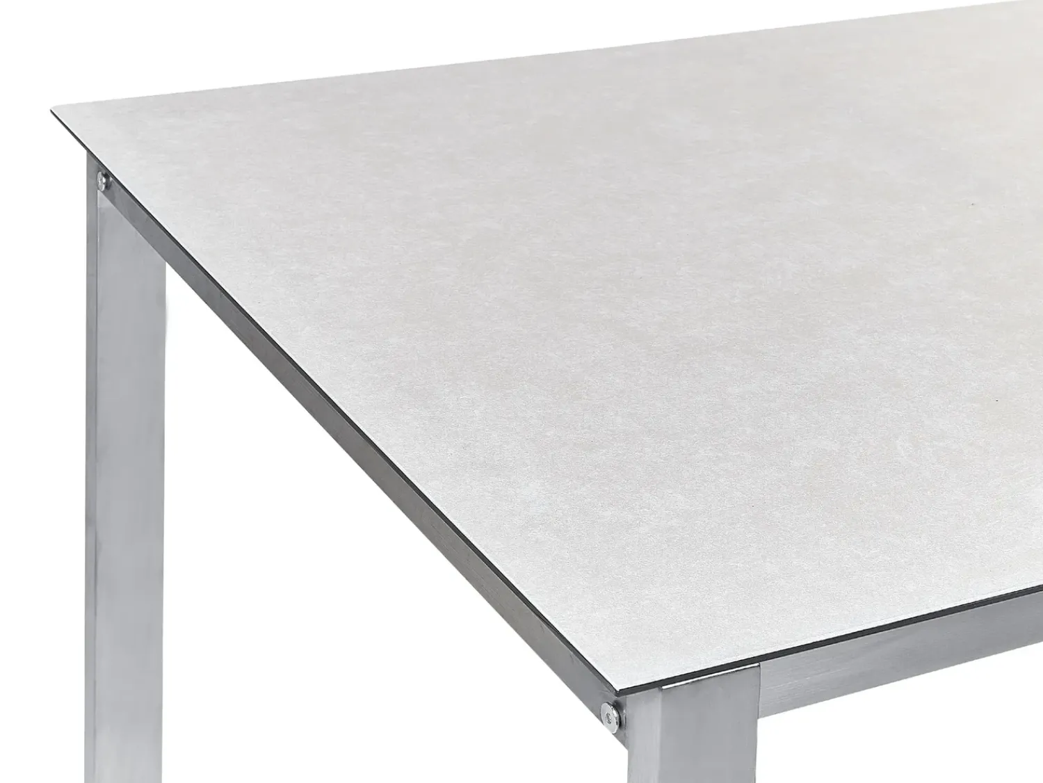Outlet Beliani Set da pranzo da giardino 4 posti COSOLETO Vetro temperato Bianco Argento Bianco Beige