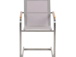 Outlet Beliani Set da pranzo da giardino 4 posti COSOLETO Vetro temperato Bianco Argento Bianco Beige