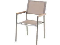 Discount Beliani Set da pranzo da giardino 4 posti COSOLETO/GROSSETO Vetro temperato Effetto marmo Bianco/Beige Argento Bianco Beige